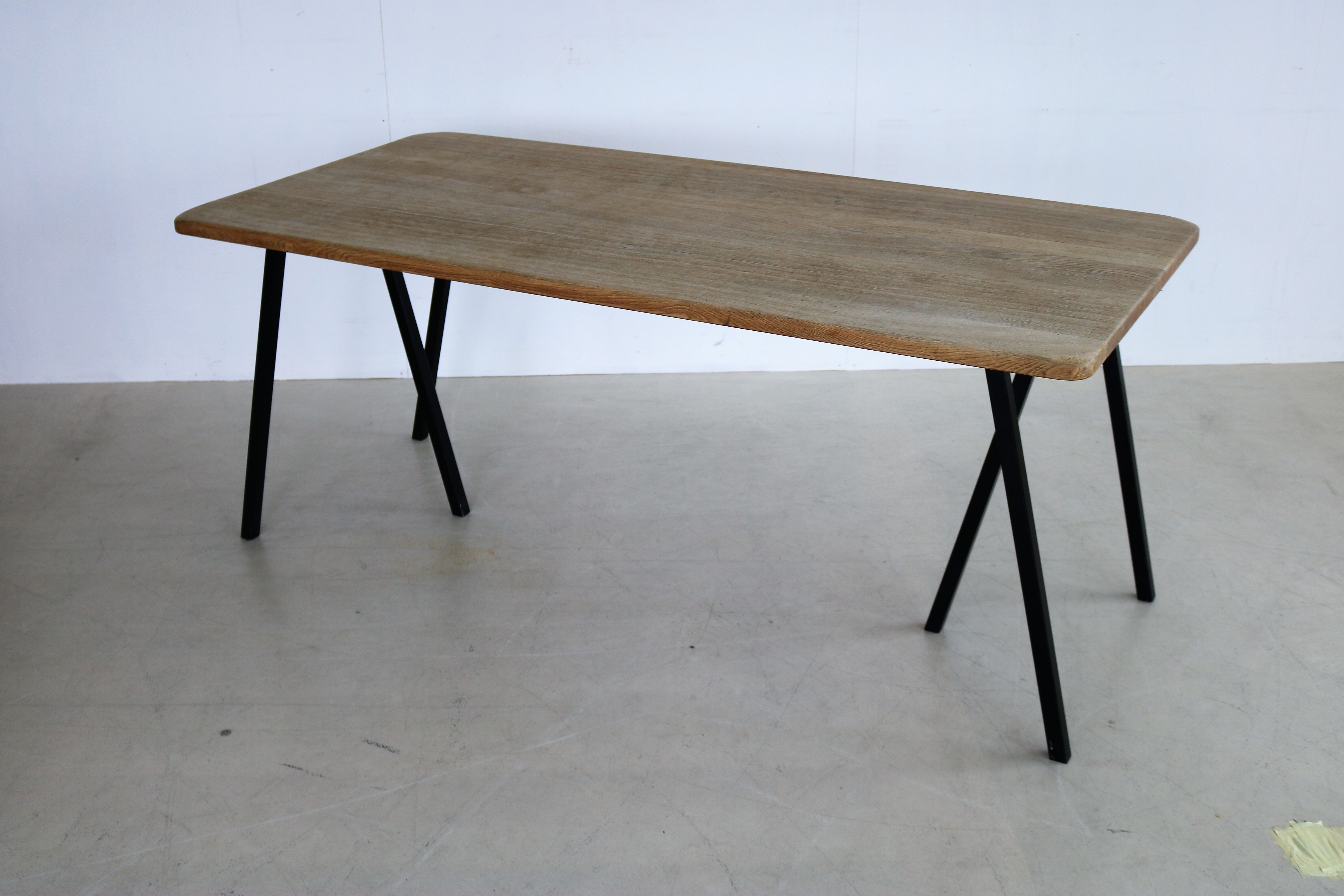 Vintage industrial oak dining table
