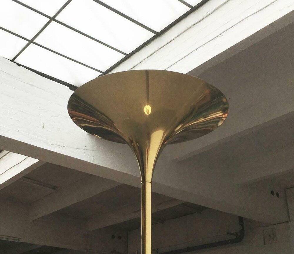 Vintage German floor lamp in Hollywood Regency style made of brass by Doria Leuchten, 1970s.