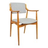 Vintage desk chair officer armchair light grey wool 1960