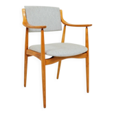 Vintage desk chair officer armchair light gray wool 1960