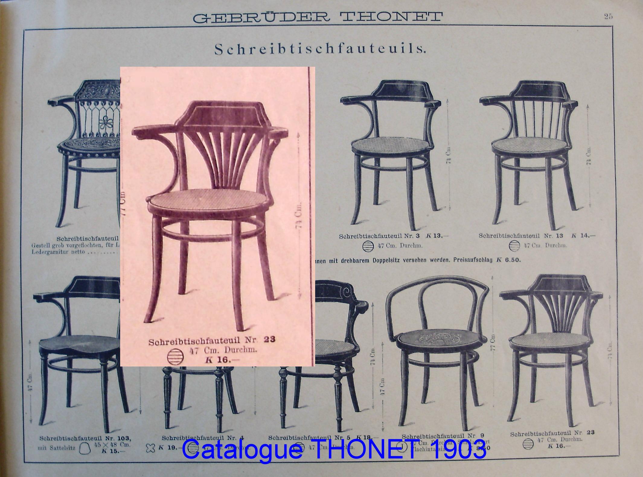 Thonet No.23 desk seated open wood 1910