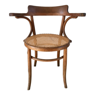 Armchair in canning and curved wood early twentieth century