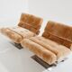 Pair of steel and Mohair velvet armchairs by François Monnet 1970