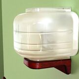 Glass and wood wall sconce light