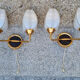 Pair of double wall lamps, tulips, Arlus edition, Paris, circa 50s