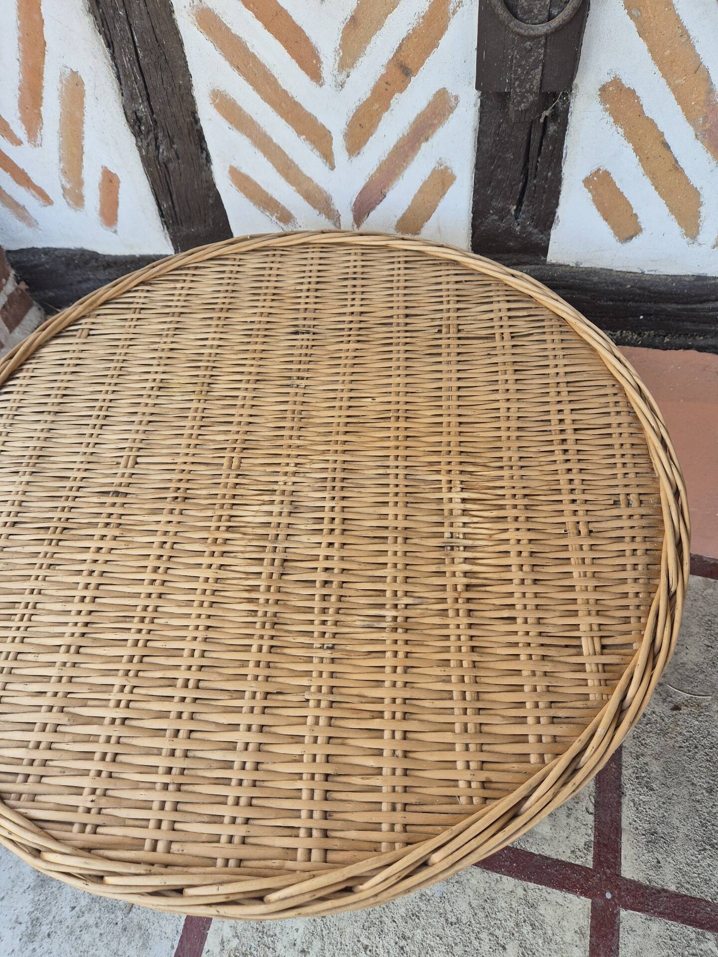 Vintage rattan wicker coffee table