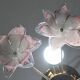 Set of 3 Charming Murano Vintage Ceiling Light Pink Flowers, 1970s