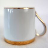 4 Limoges gold outline mocha cups + saucers