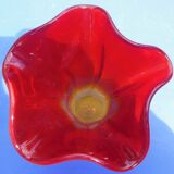 Modernist vase - molded glass - red, orange, yellow - Flavio Polis Seguso