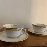 Pair of Bayonne porcelain cups and saucers