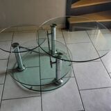 Vintage 80s 3-tier removable tempered glass coffee table