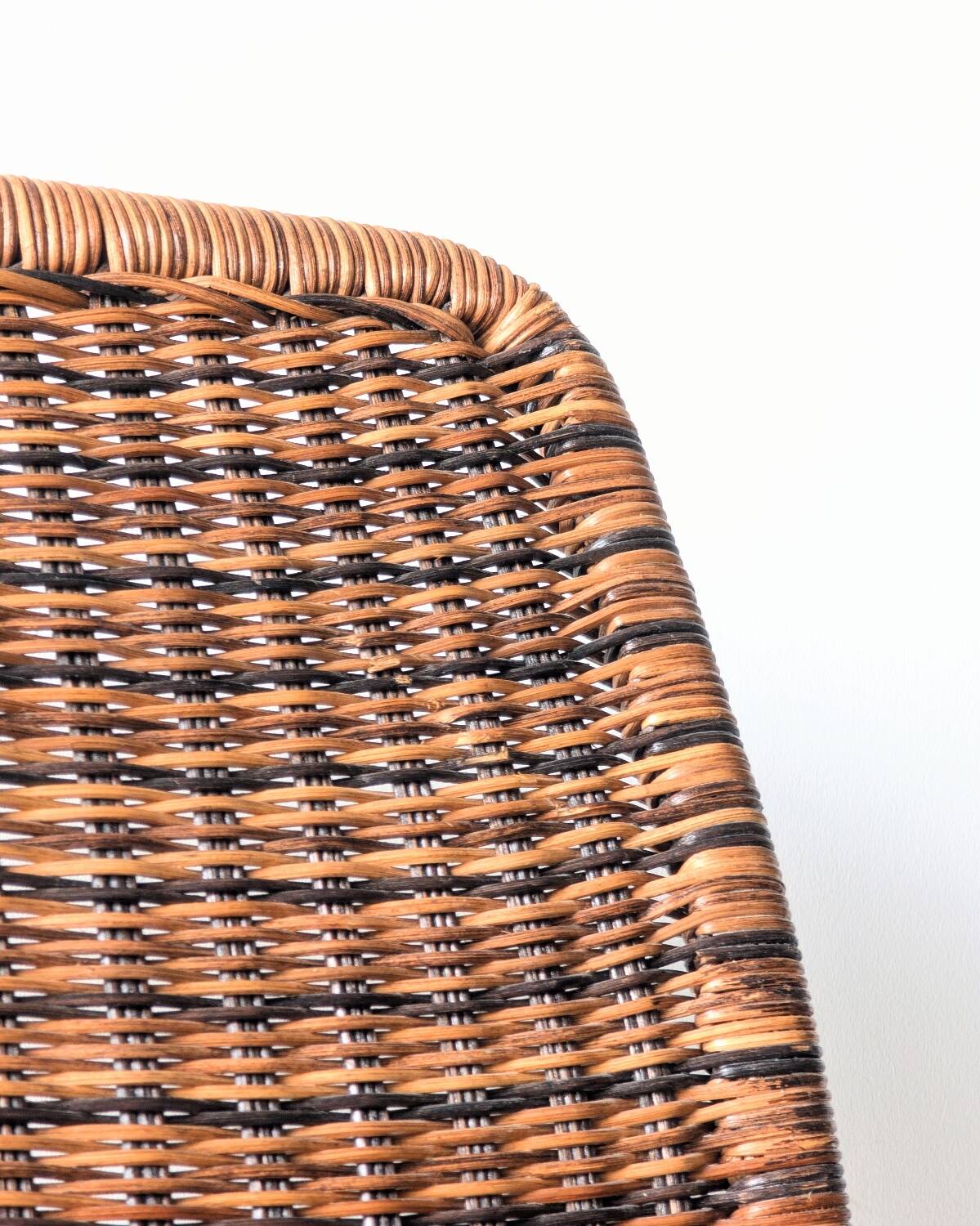 Vintage Thonet rocking chair in chrome and rattan, 1970.