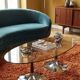 Table basse ovale en verre annees 70