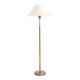 Paavo Tynell style floor lamp in brass and leather with linen shade
