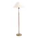 Paavo Tynell style floor lamp in brass and leather with linen shade