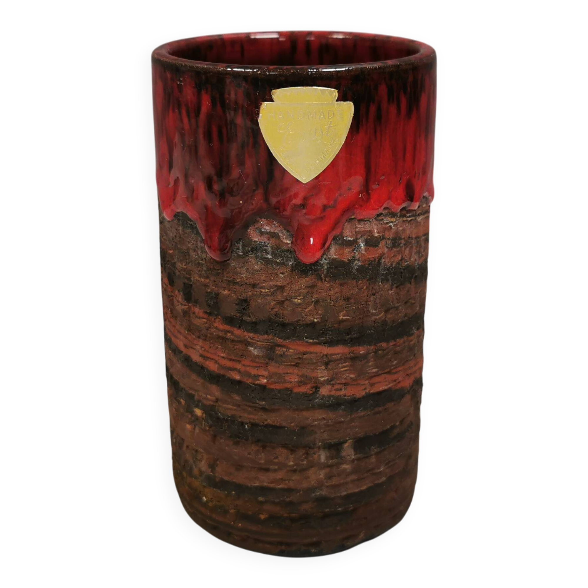 Vase with run-glaze, Denmark, 1970s. Made by Ernst Faxe