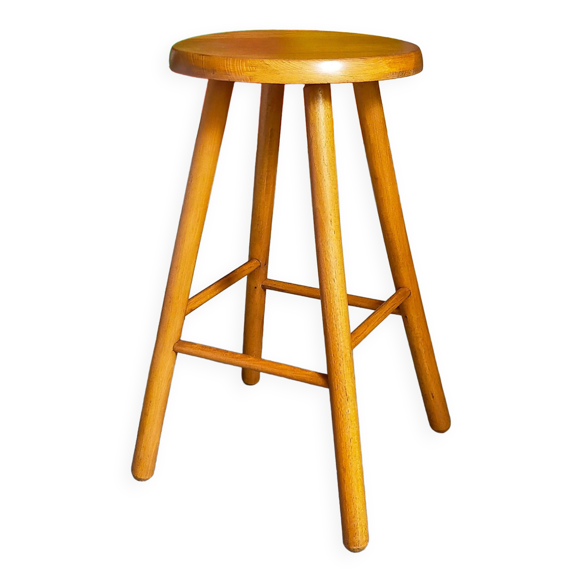 Vintage blond wooden stool