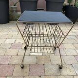 Coffee table with vinyl magazine holder 1960s