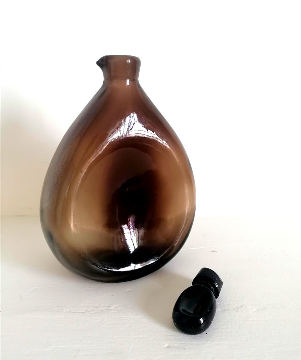 Carafe à liqueur verre ambré 1970