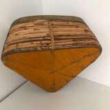 Vintage rattan basket with brass edge 1970