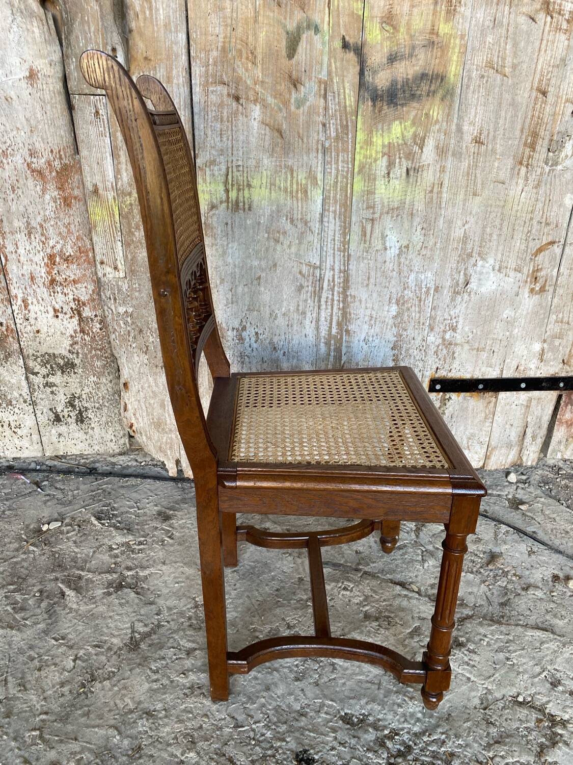 Chaise ancienne neo renaissance chêne + assise + dossier cannées vintage