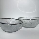 2 Bowls stainless steel edge textured glass tiles