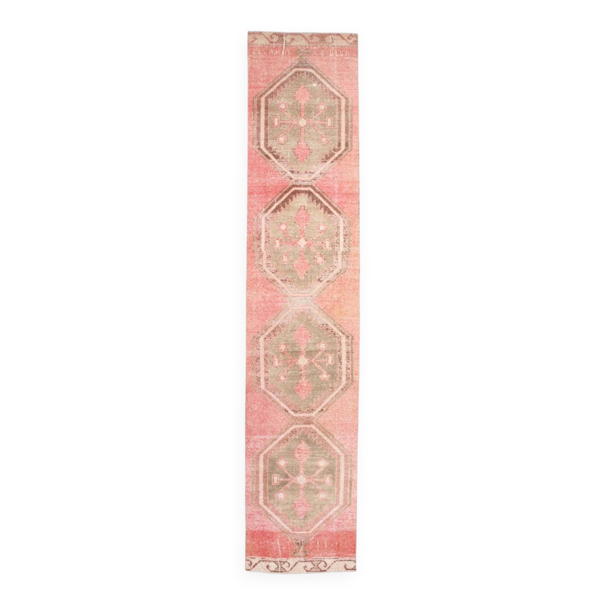 3x14 Runner Faded Pink Vinage Wool Runner Rug, 84x410