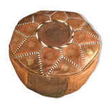 Moroccan leather pouf