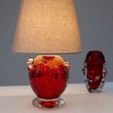 Red crystal glass lamp by Börne Augustsson for Åseda