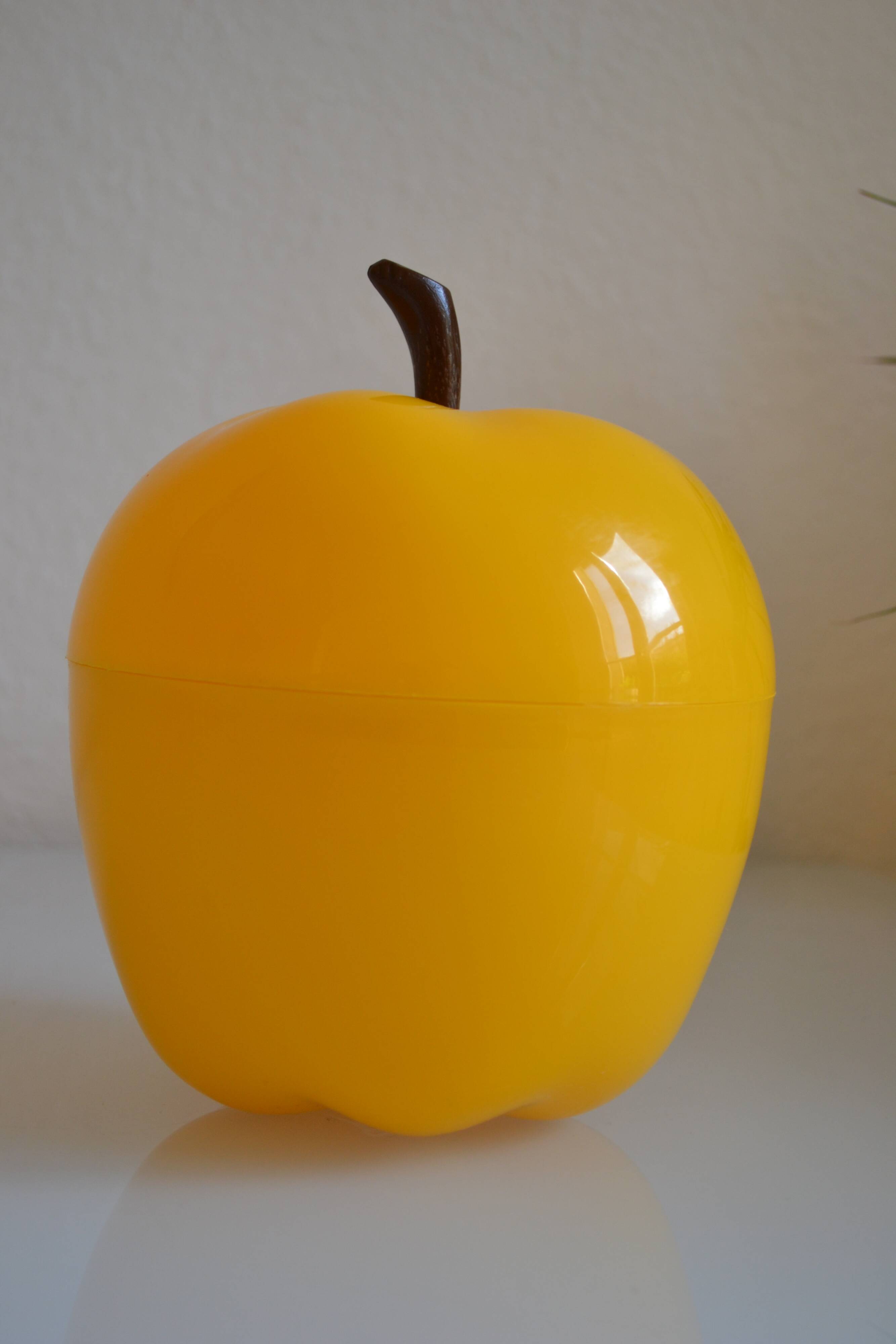 Vintage yellow apple ice bucket or ice cubes 1970 70's