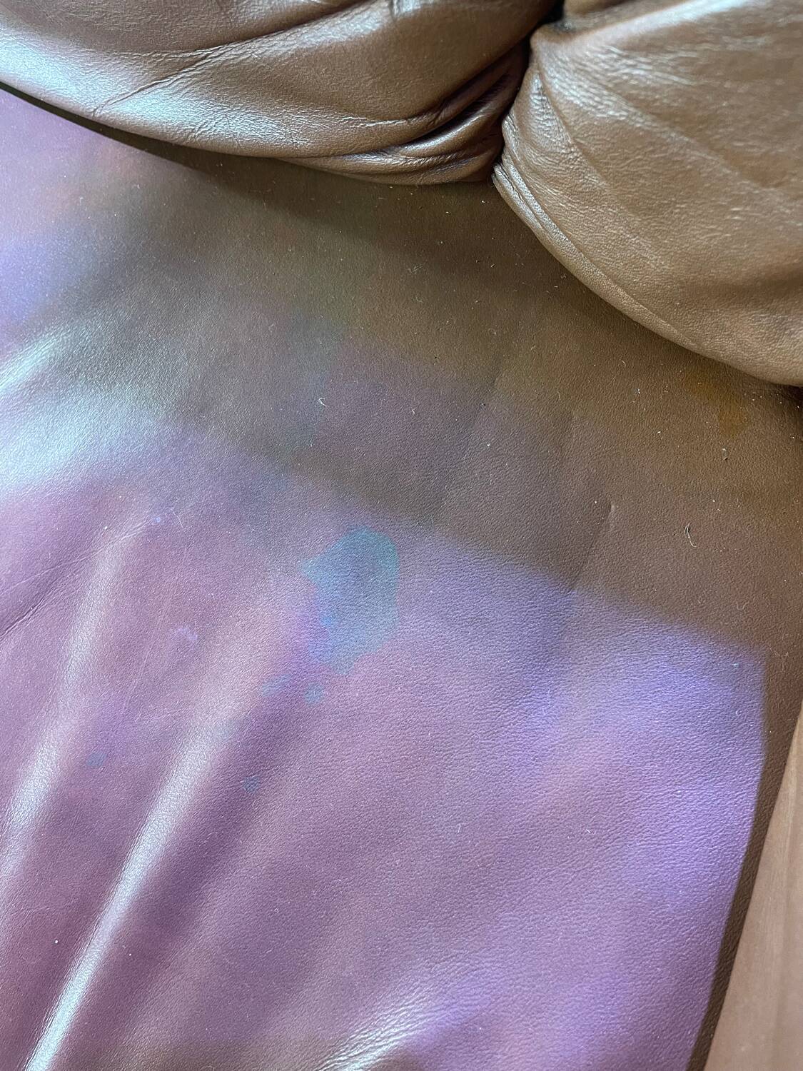 Brutalist style wood and leather sofa