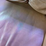 Brutalist style wood and leather sofa