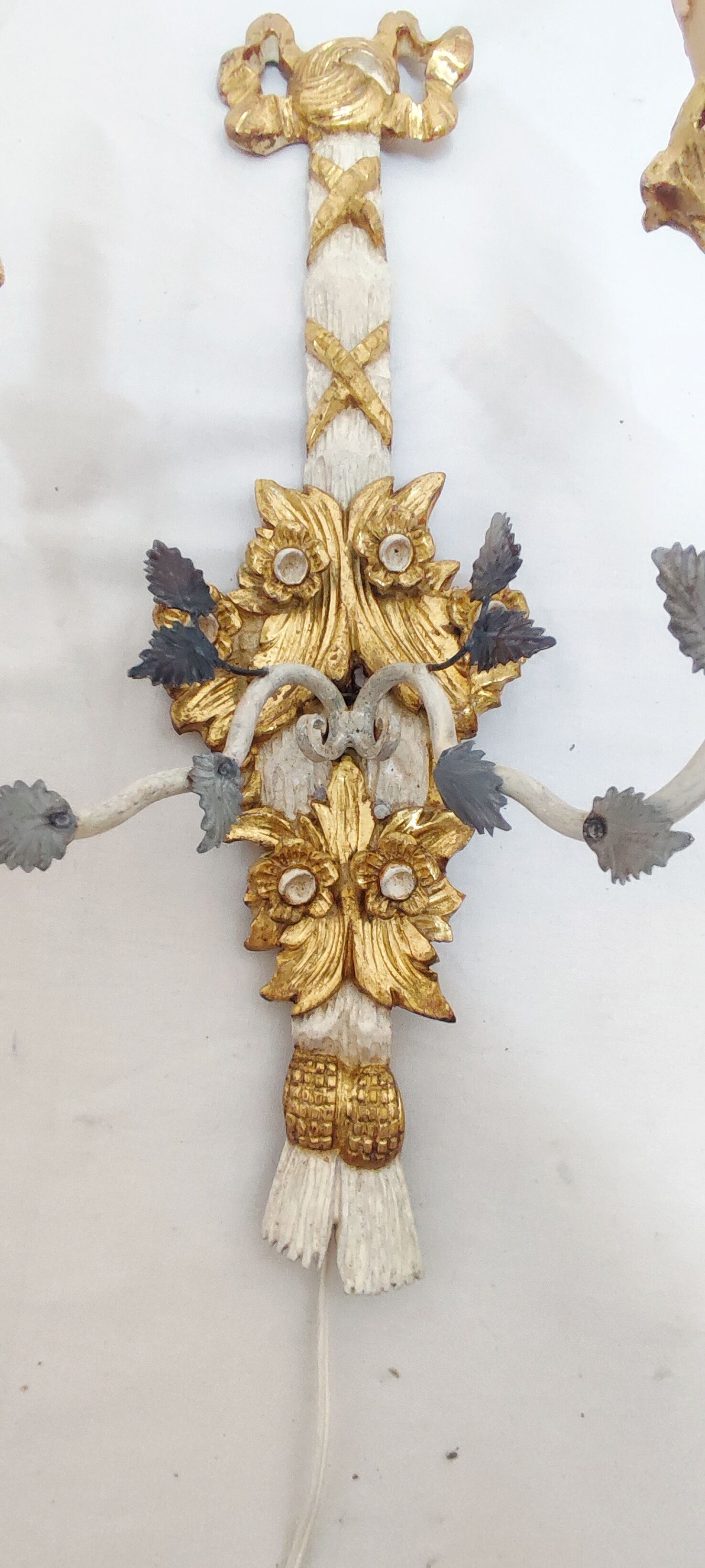 Polychrome beech wood sconces. Spain 1900