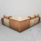 Canapé modulable 3 places en tissu, modernisme vintage des années 1970