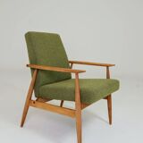 Vintage wild green bouclé armchair design by H.Lis
