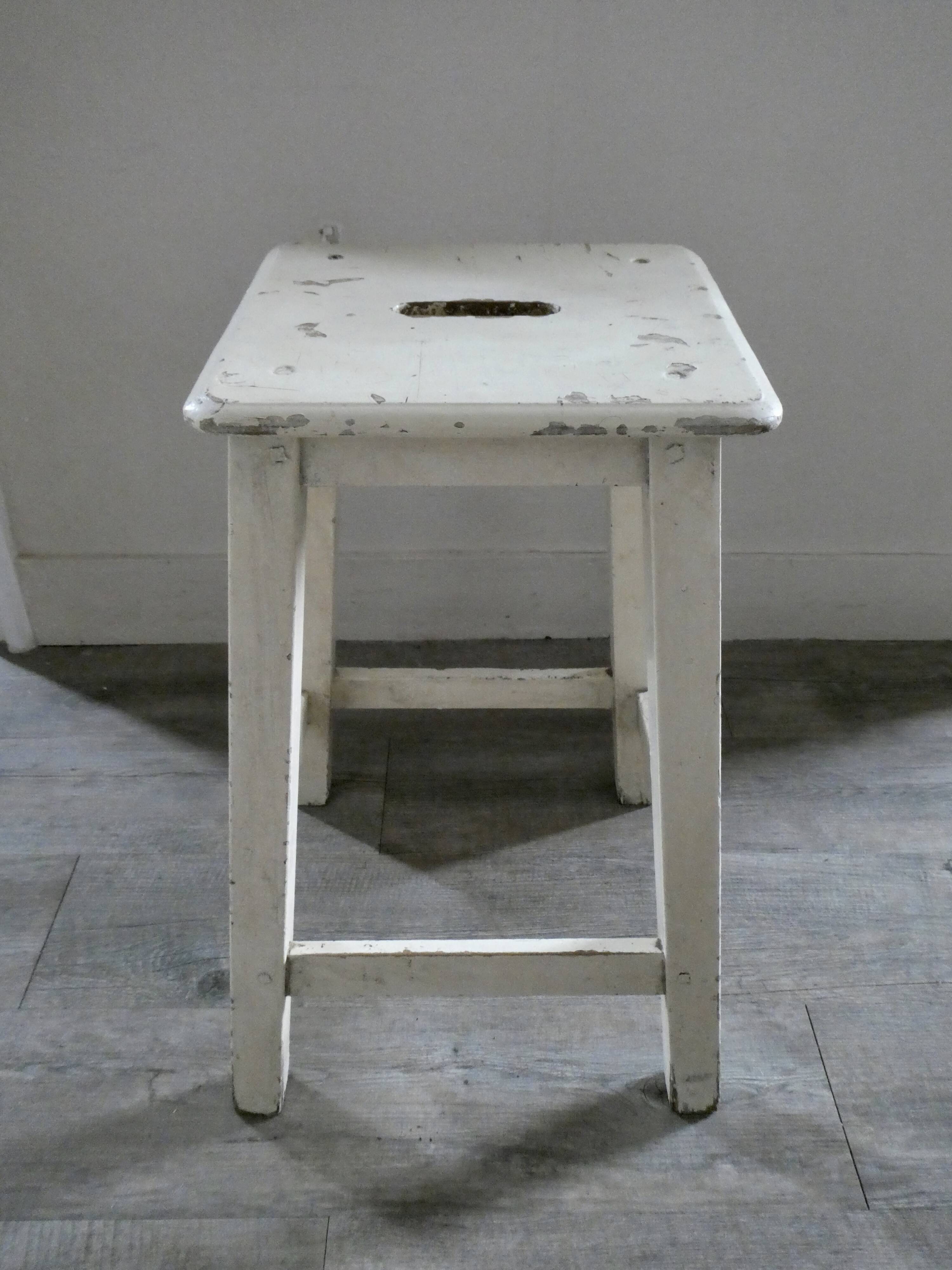 Original patina wooden handle stool
