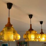 Trio of 3 glass chandelier suspensions GDR 1970 Veb Narva
