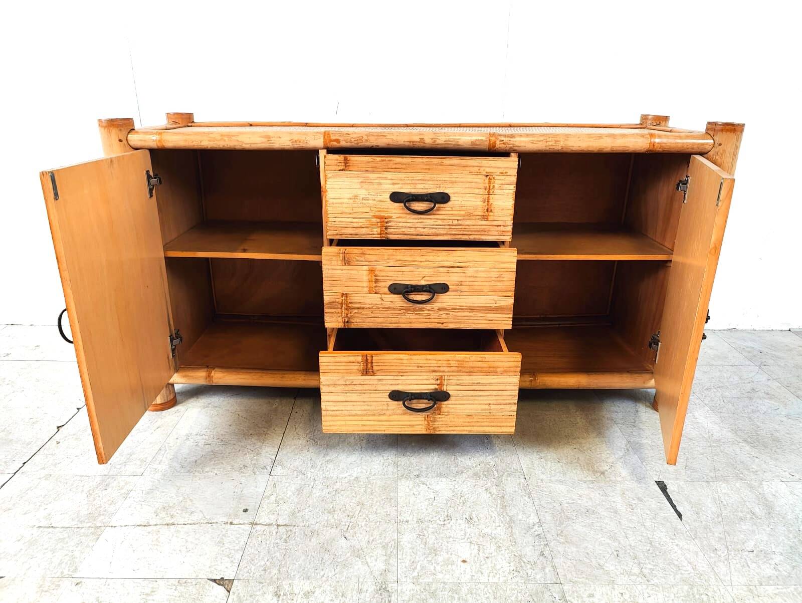 Buffet vintage en bambou, 1970