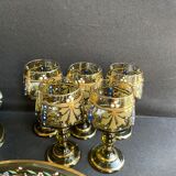 Amber crystal enamel and gilded liquor service