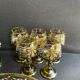 Amber crystal enamel and gilded liquor service