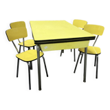 Table and 4 chairs in yellow formica