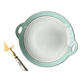 Luneville "Régence" model white, green and gold eared cake plate