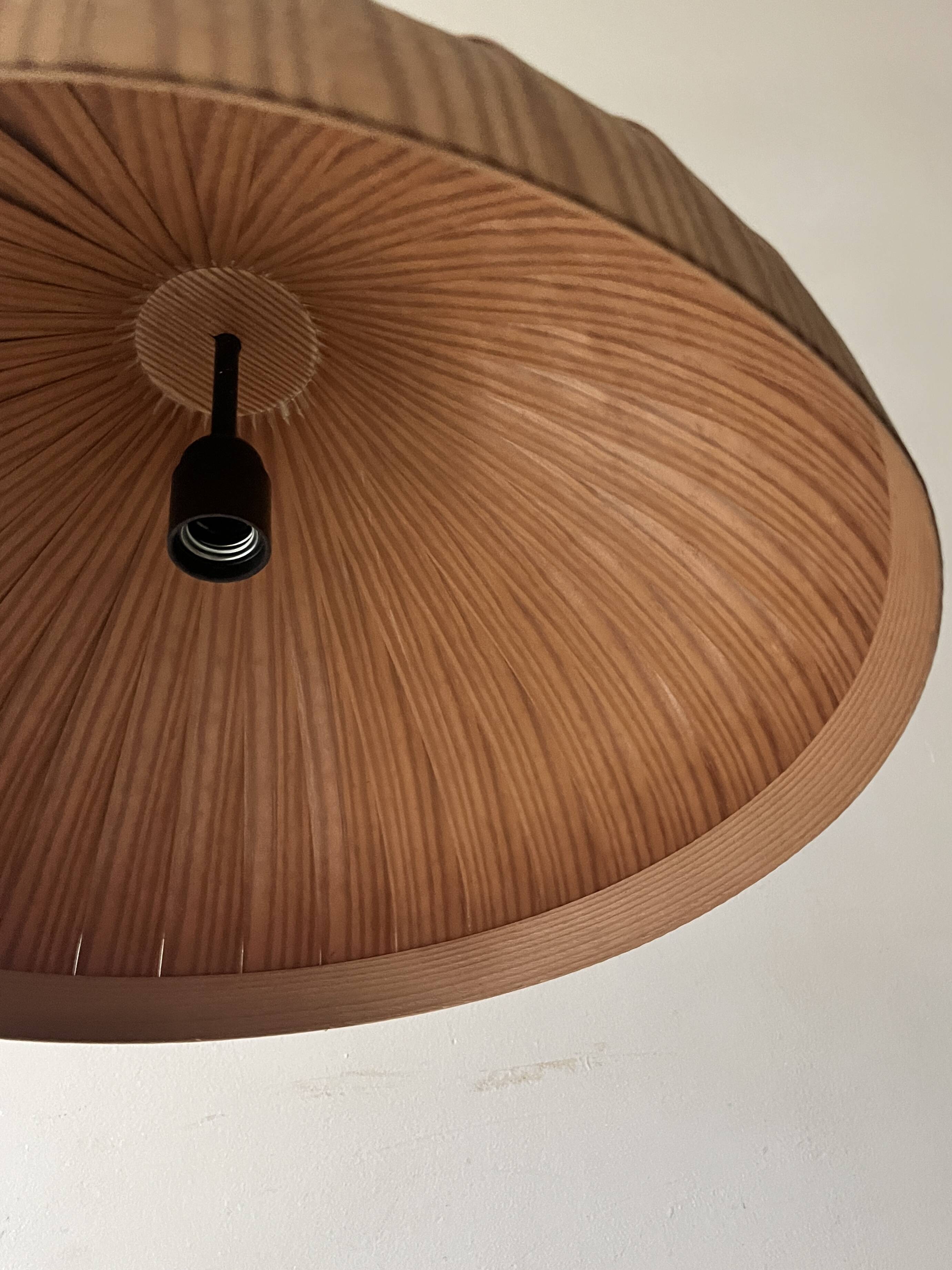 Scandinavian wooden pendant light by Hans-Agne Jakobsson, Suede design 1960
