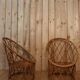 Pair rattan armchairs