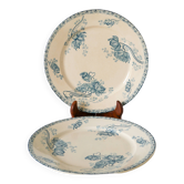Paire d'assiettes plates en Terre de Fer U&C Digoin Sarreguemines modèle "Royat", XIXème