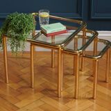 Nest of Three Chunky Brass Tables