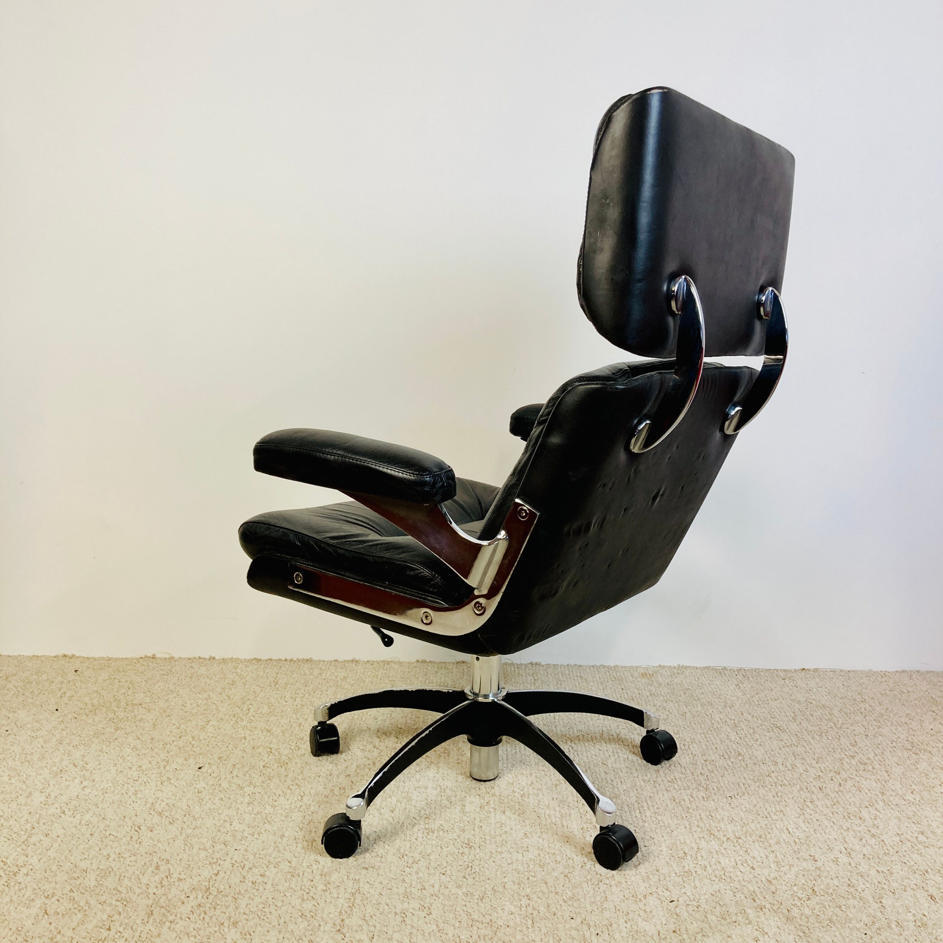 Leather office chair, martin Stoll design, 1970