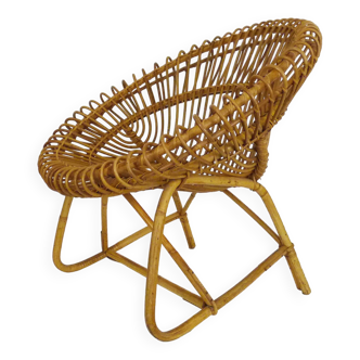 fauteuil en rotin vintage des années 60