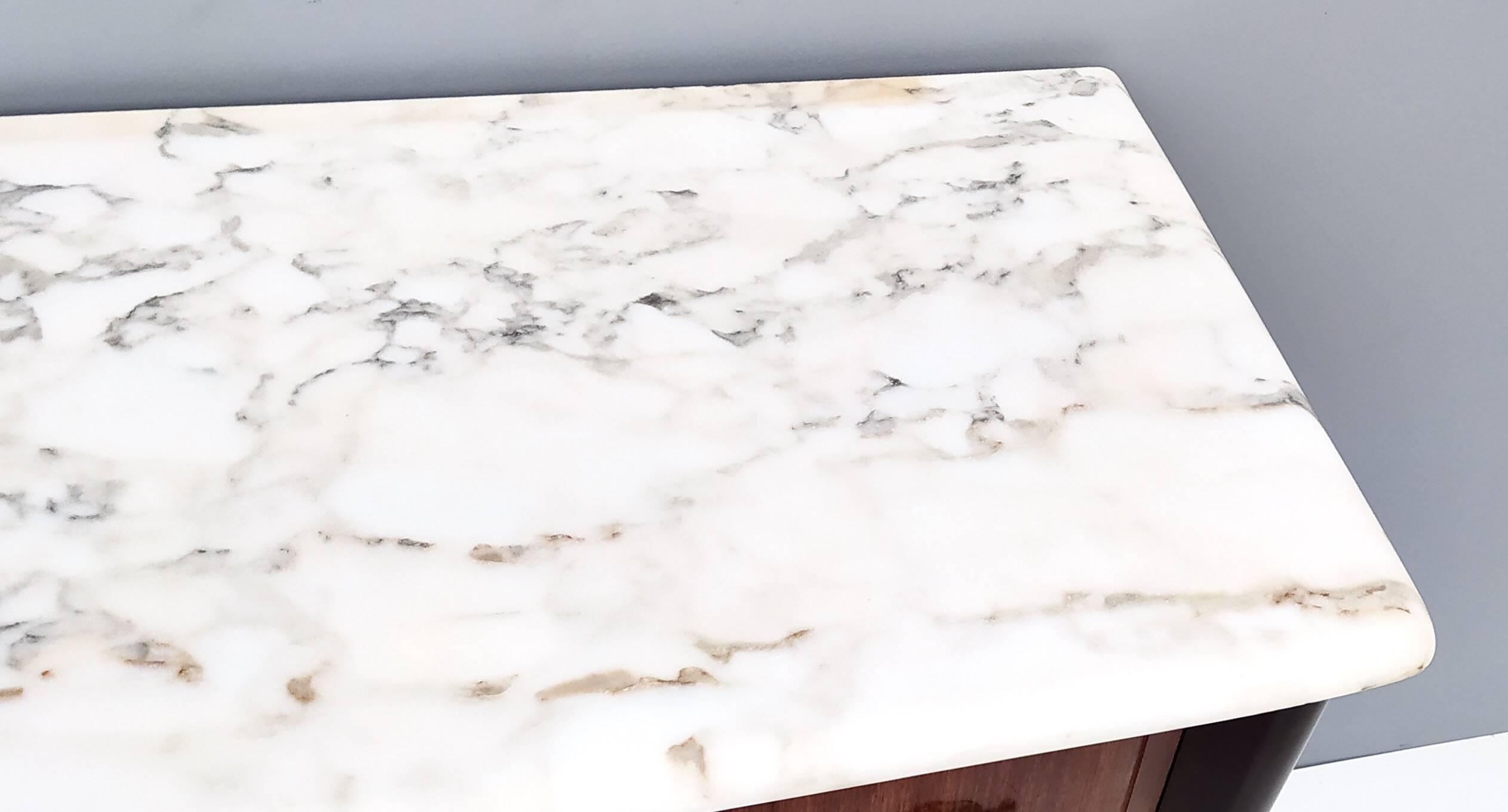 Black Walnut Dresser Produced by Dassi with Carrara Marble Top, Italy