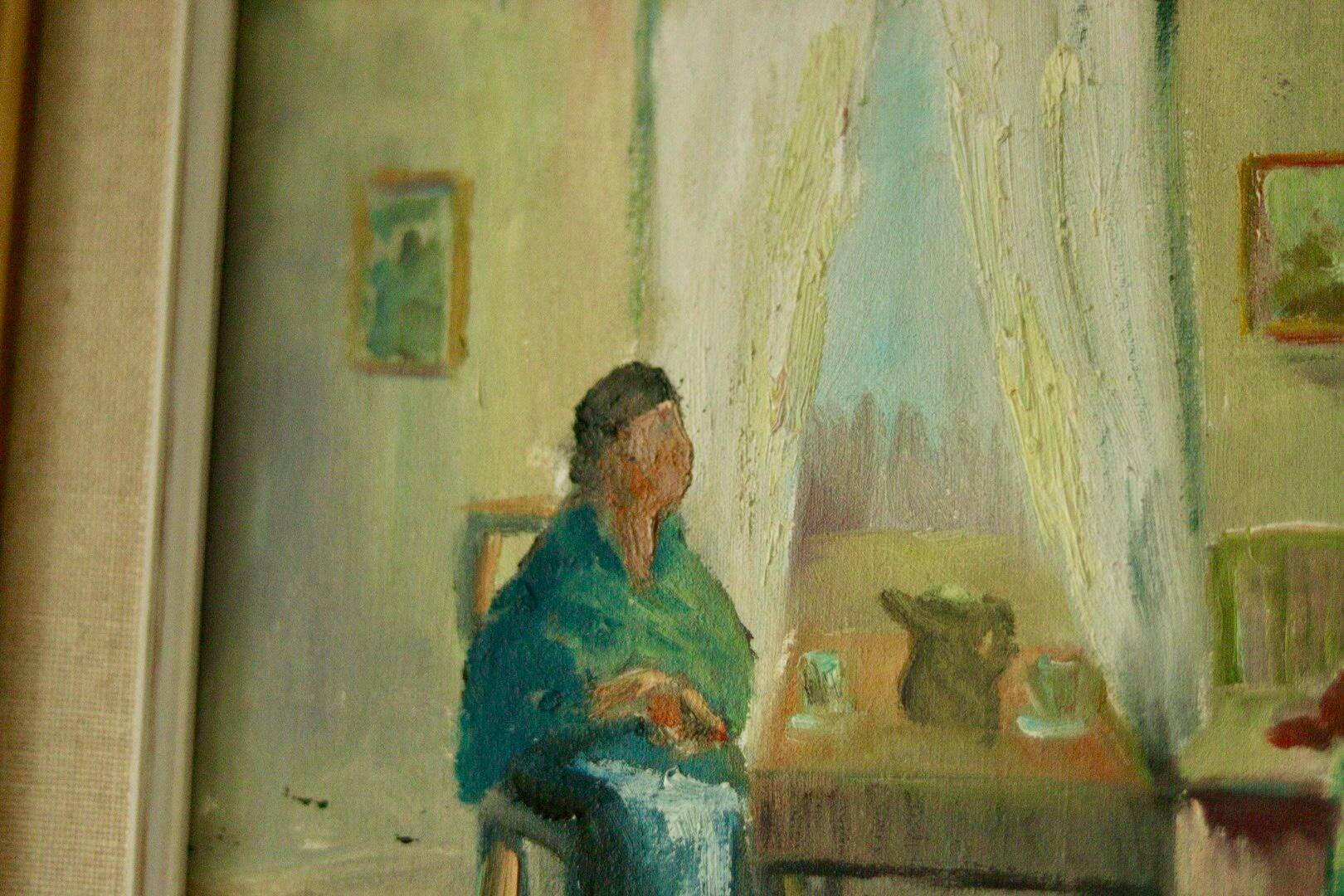 "Interior with Three People" by E. Wallin